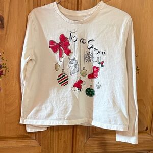 Girls' Cream ‘Tis the Season Holiday Graphic Long-Sleeve Top